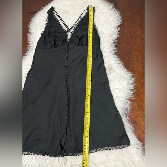 NWT Meshki Size S Amiri Satin Mini Dress With Lace Black Open Back - Picture 15 of 16